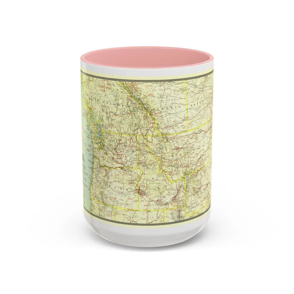 USA - Northwestern (1941) (Map) Accent Coffee Mug-15oz-Pink-Go Mug Yourself