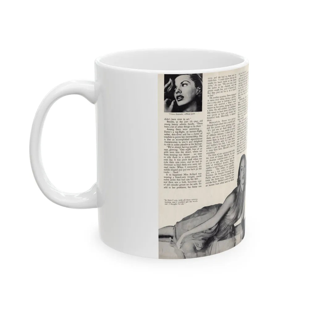 Dawn Richard #45 - [Pages 22 & 23] Including Pages 3 & 4 of 4 with, 3 B&W Photos+Article from Adam Mag. '58 - Photo (Vintage Female Icon) White Coffee Mug-Go Mug Yourself