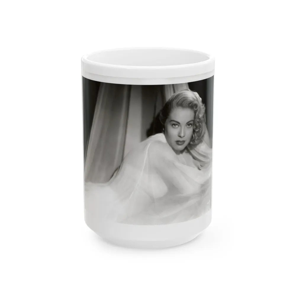 Lori Nelson #230 - Negative Struck 80's or 90's Re-Print 8x10 1950's B&W of Upper Body Glamour Photo (Vintage Female Icon) White Coffee Mug-15oz-Go Mug Yourself