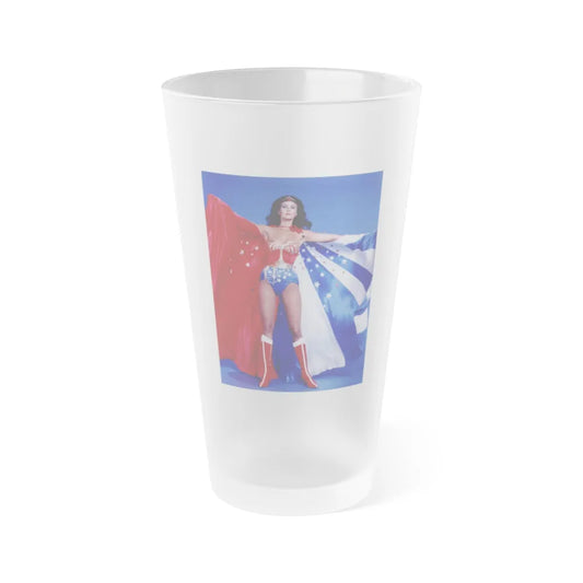 Lynda Carter #94 - Wonder Woman Photo (Vintage Female Icon) Frosted Pint 16oz-16oz-Frosted-Go Mug Yourself