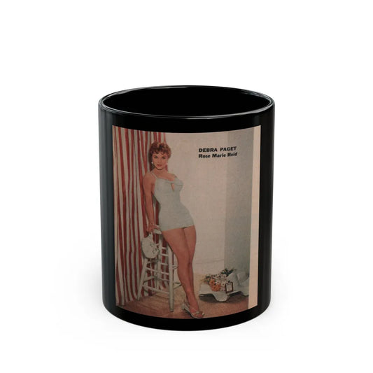 Debra Paget #654 - Medium Color Pin-Up Magazine Clipping circa 50's (Vintage Female Icon) Black Coffee Mug-11oz-Go Mug Yourself