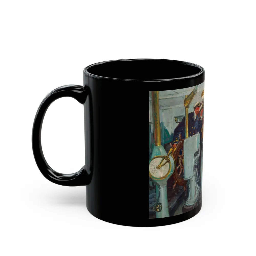 Confrontation at Sea, magazine story illustration, 1942 - Black Coffee Mug-Go Mug Yourself