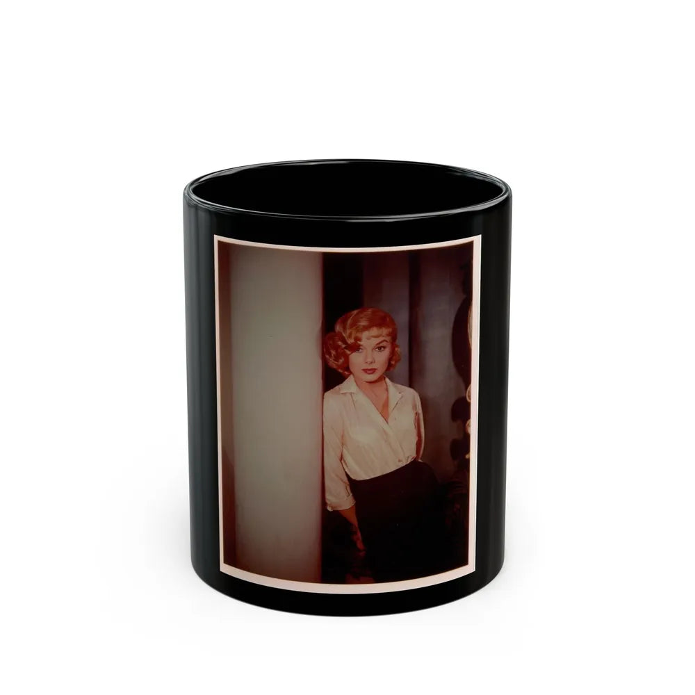 Leslie Parrish #76 (Vintage Female Icon) Black Coffee Mug-11oz-Go Mug Yourself