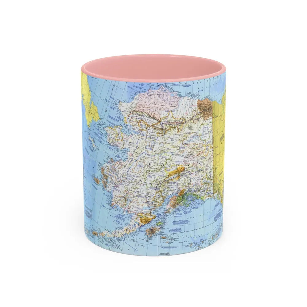 USA - Alaska (1975) (Map) Accent Coffee Mug-11oz-Pink-Go Mug Yourself