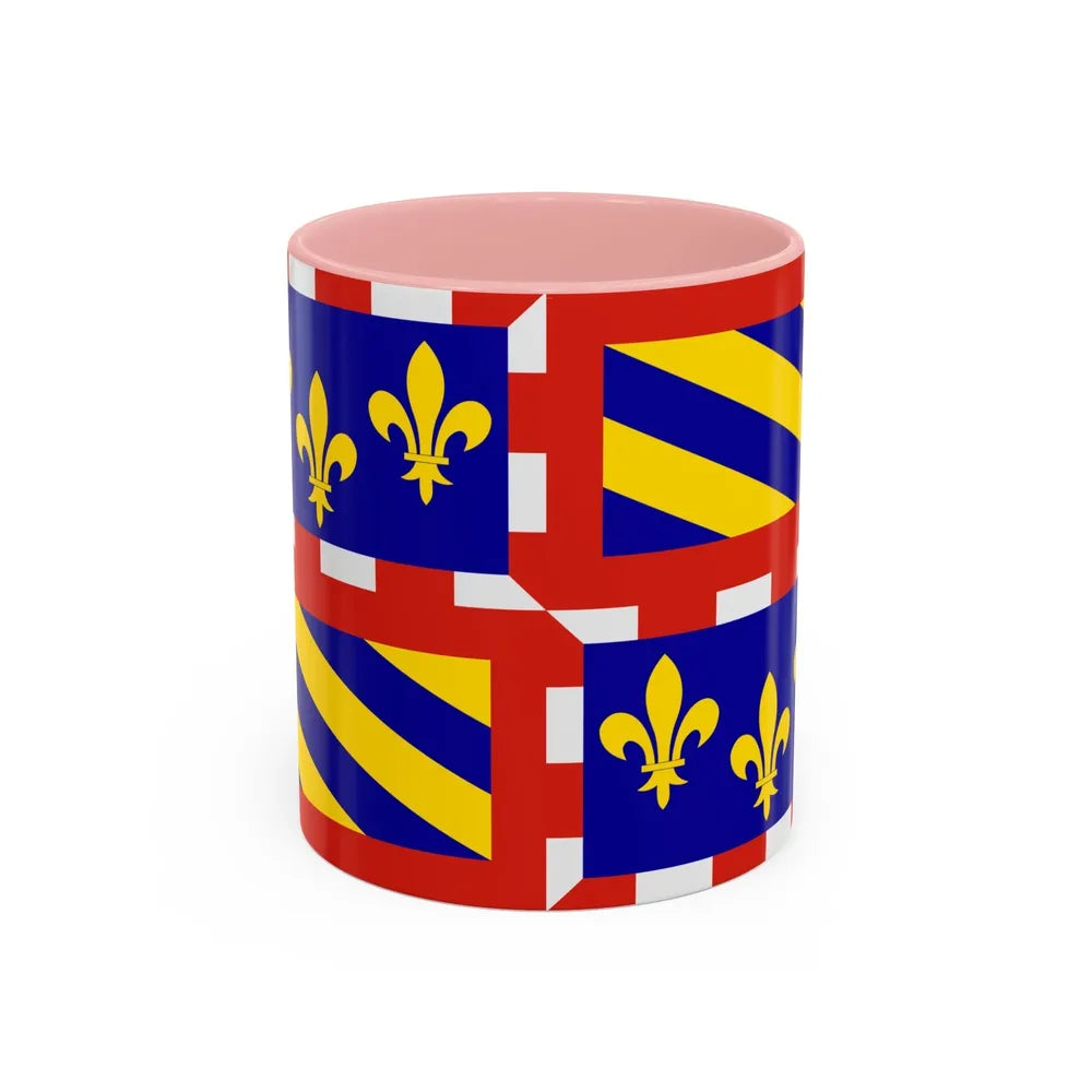 Flag of Bourgogne France - Accent Coffee Mug-11oz-Pink-Go Mug Yourself