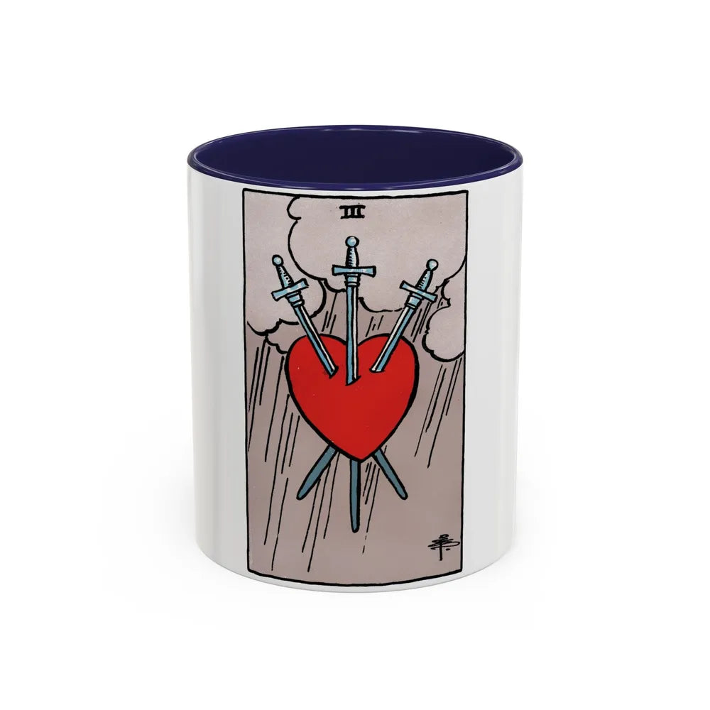 The 3 of Swords (Tarot Card) Accent Coffee Mug-11oz-Navy-Go Mug Yourself