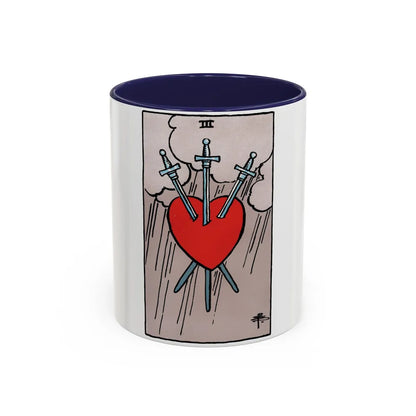 The 3 of Swords (Tarot Card) Accent Coffee Mug-11oz-Navy-Go Mug Yourself