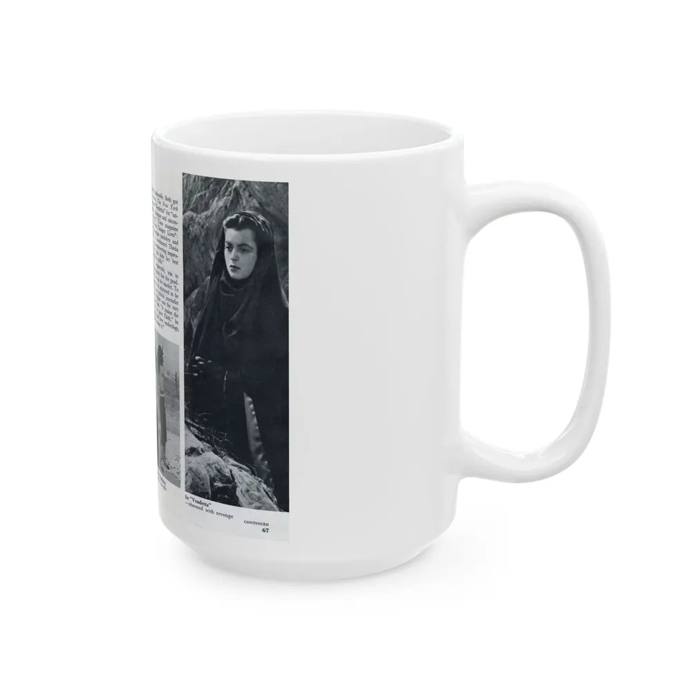 Faith Domergue #231 - [Pages 66 & 67] Pages 9 & 10 of 14+4 B&W Photos & Long Article on her from Pageant Digest Mag. April '51 (Vintage Female Icon) White Coffee Mug-Go Mug Yourself