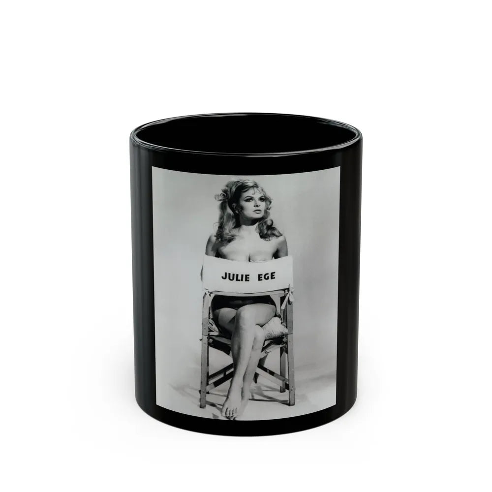 Julie Ege #269 - 8x10 B&W Full Body Semi Nude from 70's via a HQ (Vintage Female Icon) Black Coffee Mug-11oz-Go Mug Yourself