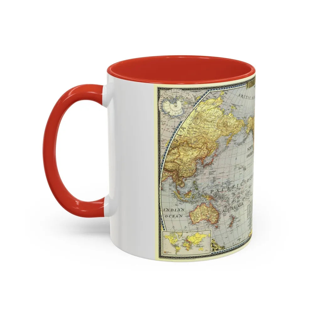 World Map (1943) (Map) Accent Coffee Mug-Go Mug Yourself