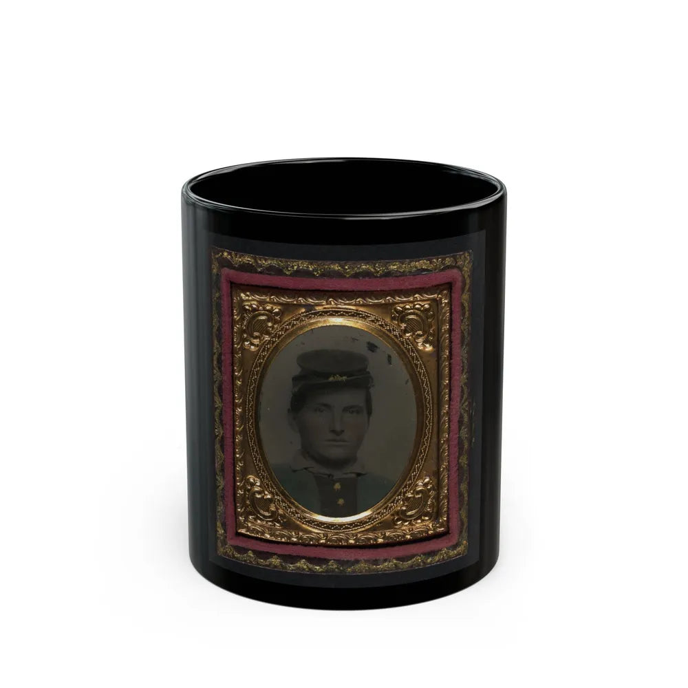 Unidentified Soldier In Forage Cap (U.S. Civil War) Black Coffee Mug-11oz-Go Mug Yourself