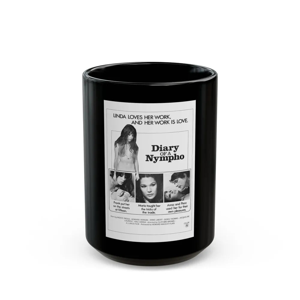 DIARY OF A NYMPHO 1973 Movie Poster - Black Coffee Mug-15oz-Go Mug Yourself