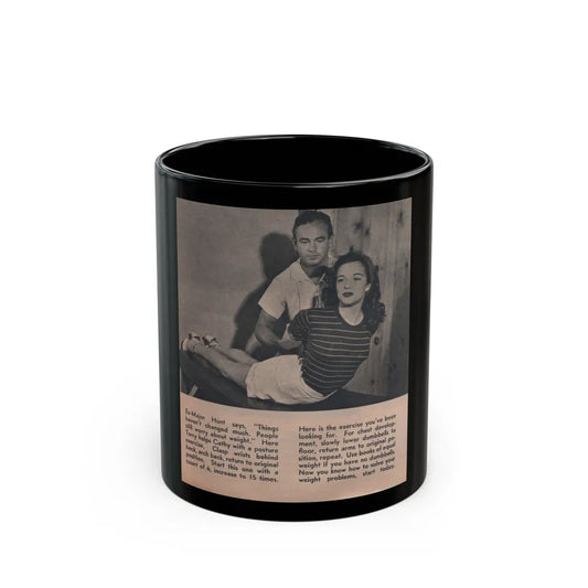 Cathy Downs #52 - Magazine Page Photo & Short Paragraphs (Vintage Female Icon) Black Coffee Mug-11oz-Go Mug Yourself