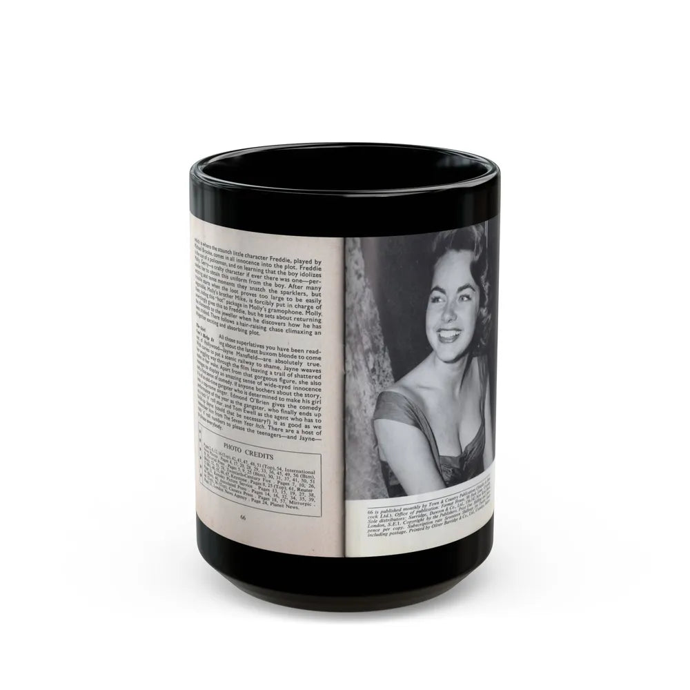 Terry Moore #467 - 66 PHOTOGRAPHS OF Terry MOORE U.K. Pocket Mag. Inside Back Cover Page 66 (Vintage Female Icon) Black Coffee Mug-15oz-Go Mug Yourself