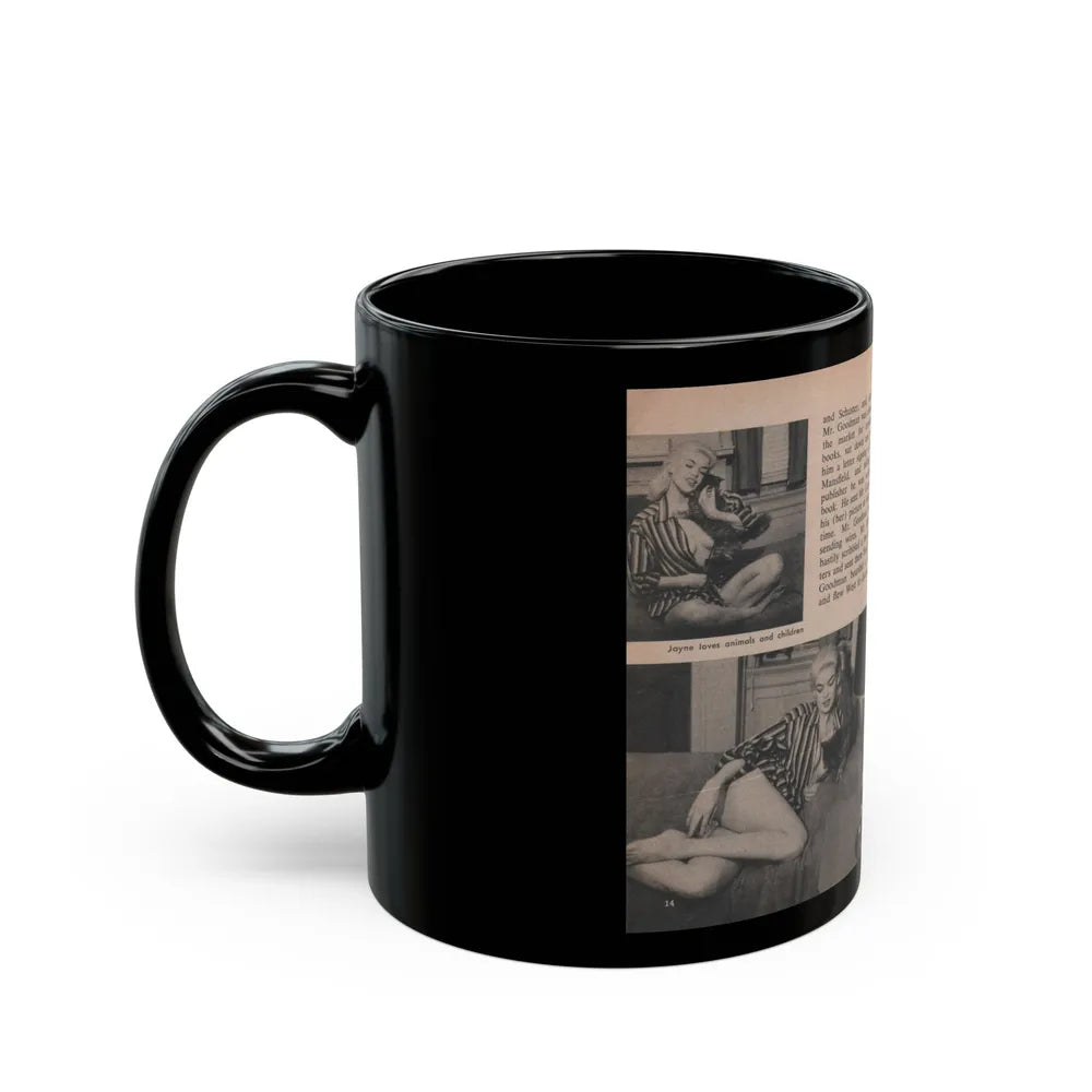 Jayne Mansfield #287 - JAYNE Pocket Magazine Pages 18 & 19 (Vintage Female Icon) Black Coffee Mug-Go Mug Yourself