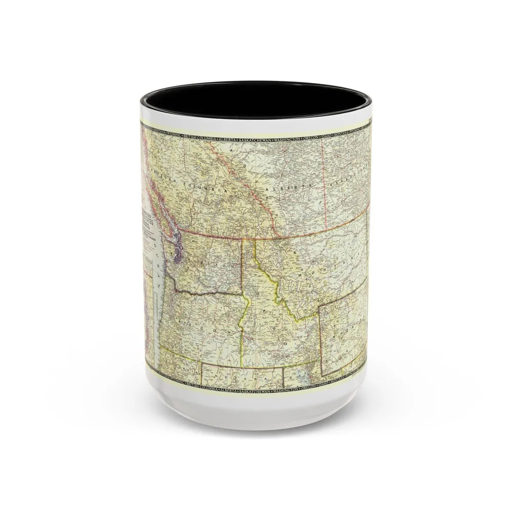 USA - Northwestern (1950) (Map) Accent Coffee Mug-15oz-Black-Go Mug Yourself