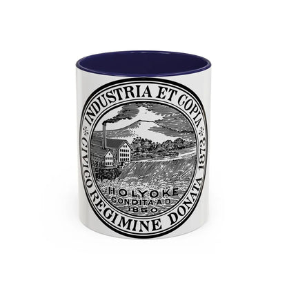 Seal of Holyoke Massachusetts - Accent Coffee Mug-11oz-Navy-Go Mug Yourself