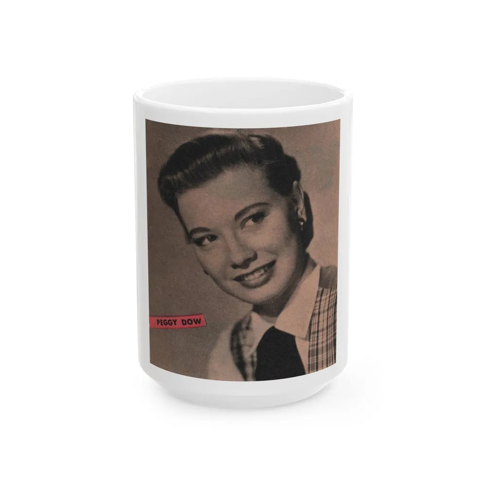 Peggy Dow #64 - Early 50's B&W Glamour Fashion Portrait Photo Magazine Clipping (Vintage Female Icon) White Coffee Mug-15oz-Go Mug Yourself