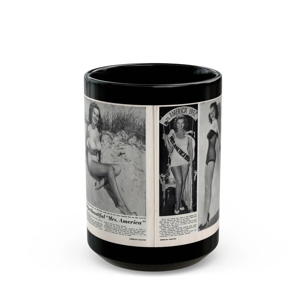 Penny Duncan #76 - [Pages 22 & 23] Featuring, Penny 3 Photos, 2 Captions & Brief Article from AMERICAN BEAUTIES Mag. Nov. '52 (Vintage Female Icon) Black Coffee Mug-15oz-Go Mug Yourself