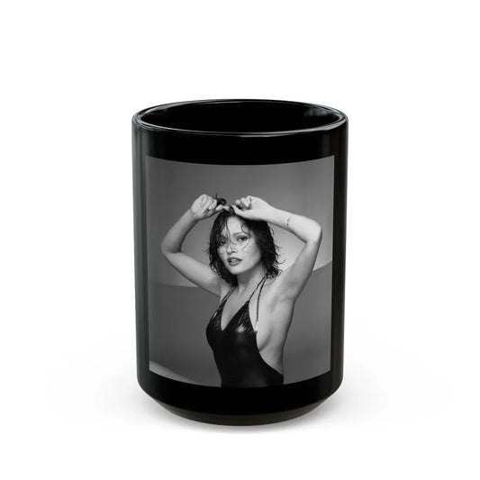 Barbara Carrera #94 (Vintage Female Icon) Black Coffee Mug-15oz-Go Mug Yourself