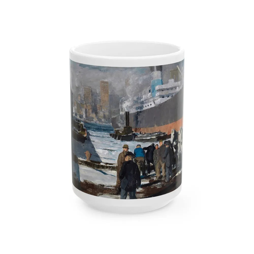 George Bellows (1882-1925) Men of the Docks - oil on canvas 1912 - White Coffee Mug-15oz-Go Mug Yourself