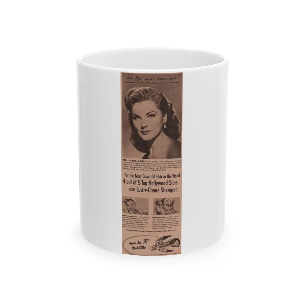 Debra Paget #520 - Magazine Clipping Shampoo Add Circa 50's (Vintage Female Icon) White Coffee Mug-11oz-Go Mug Yourself