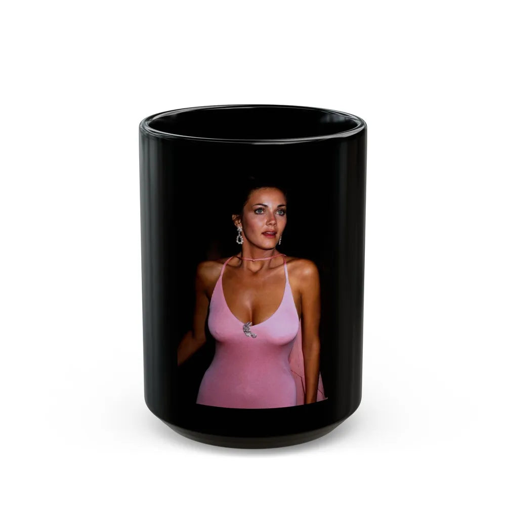 Lynda Carter #202.1 (Vintage Female Icon) Black Coffee Mug-15oz-Go Mug Yourself