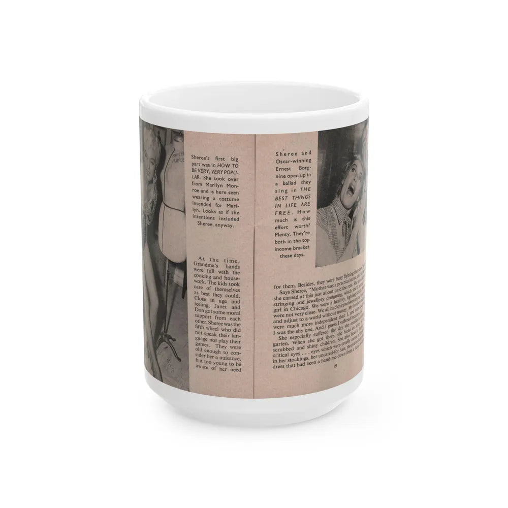 Sheree North #157 - Pages 20 & 21 from 66 PHOTOGRAPHS OF Sheree NORTH U.K. Pocket Mag. (Vintage Female Icon) White Coffee Mug-15oz-Go Mug Yourself