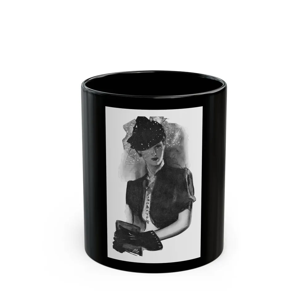 French Model by Sylvia Thompson, Britannia And Eve magazine, 1939 (2) - Black Coffee Mug-11oz-Go Mug Yourself