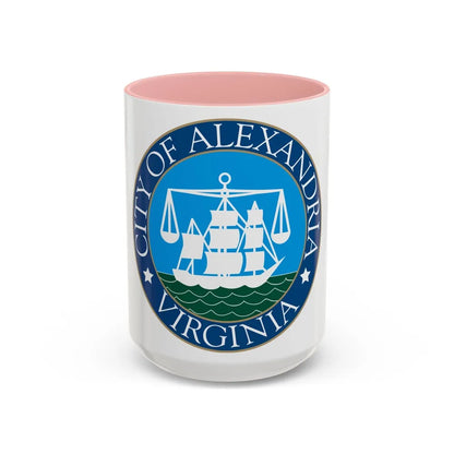 Seal of Alexandria Virginia - Accent Coffee Mug-15oz-Pink-Go Mug Yourself