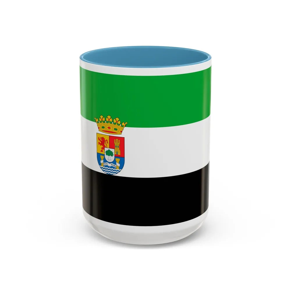 Flag of Extremadura Spain - Accent Coffee Mug-15oz-Light Blue-Go Mug Yourself