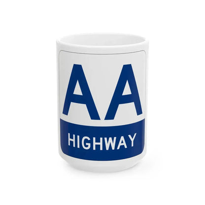 AA Highway Shield (Kentucky) (Road Sign) White Coffee Mug 15oz - Go Mug Yourself