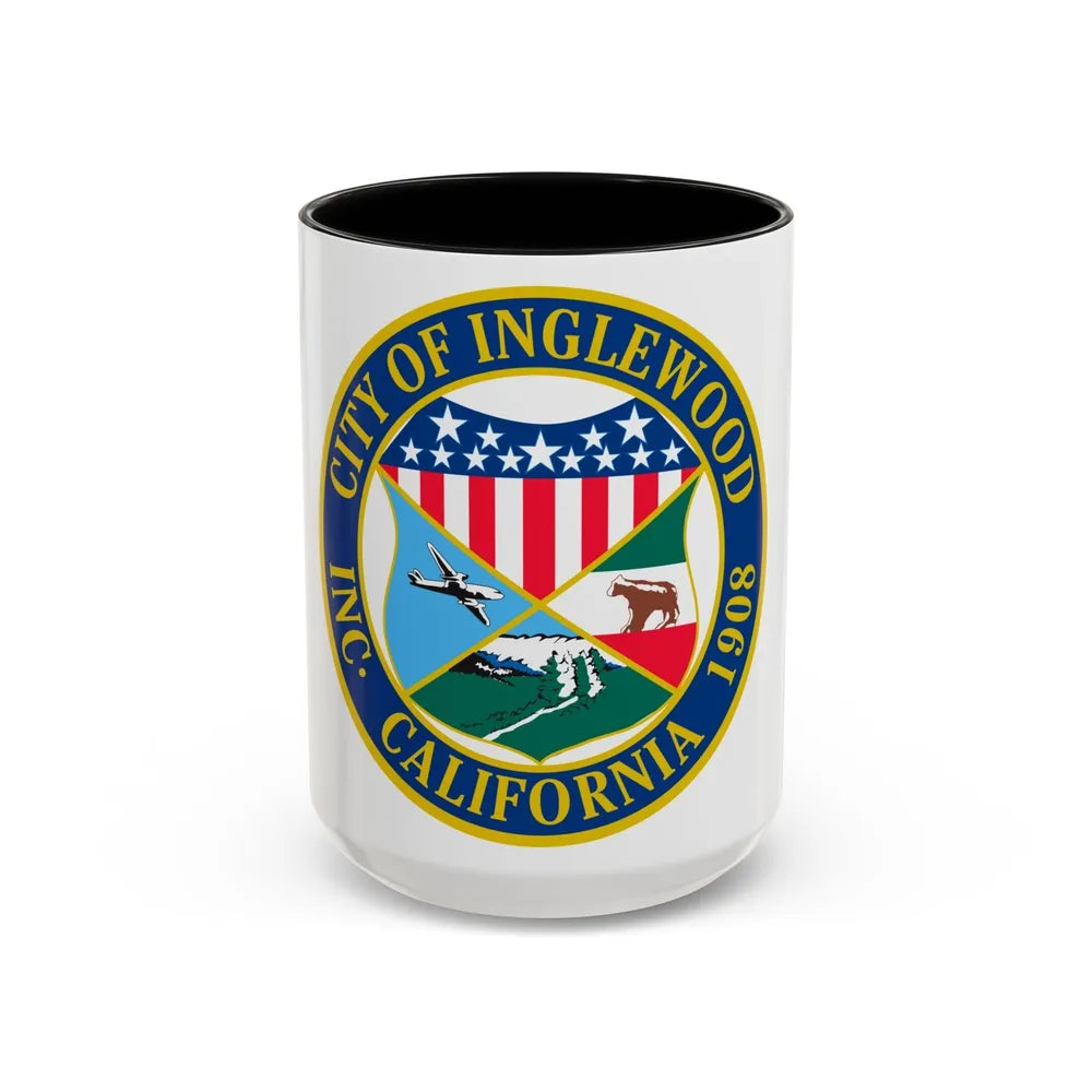 Seal of Inglewood California - Accent Coffee Mug-15oz-Black-Go Mug Yourself