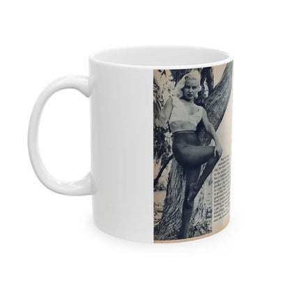 Jeanne Carmen #216 - Pages 42 & 43 Pages 5 & 6 of 6+4 B&W Photos & start of article from Man's Conquest Mag. October '60 (Vintage Female Icon) White Coffee Mug-Go Mug Yourself