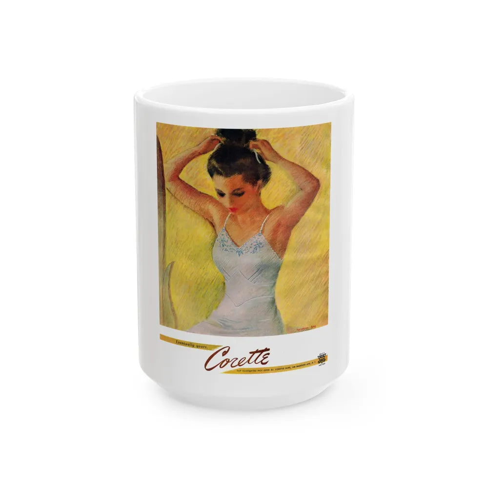 Corette, advertisement, Cosmopolitan, May 1947 - White Coffee Mug-15oz-Go Mug Yourself