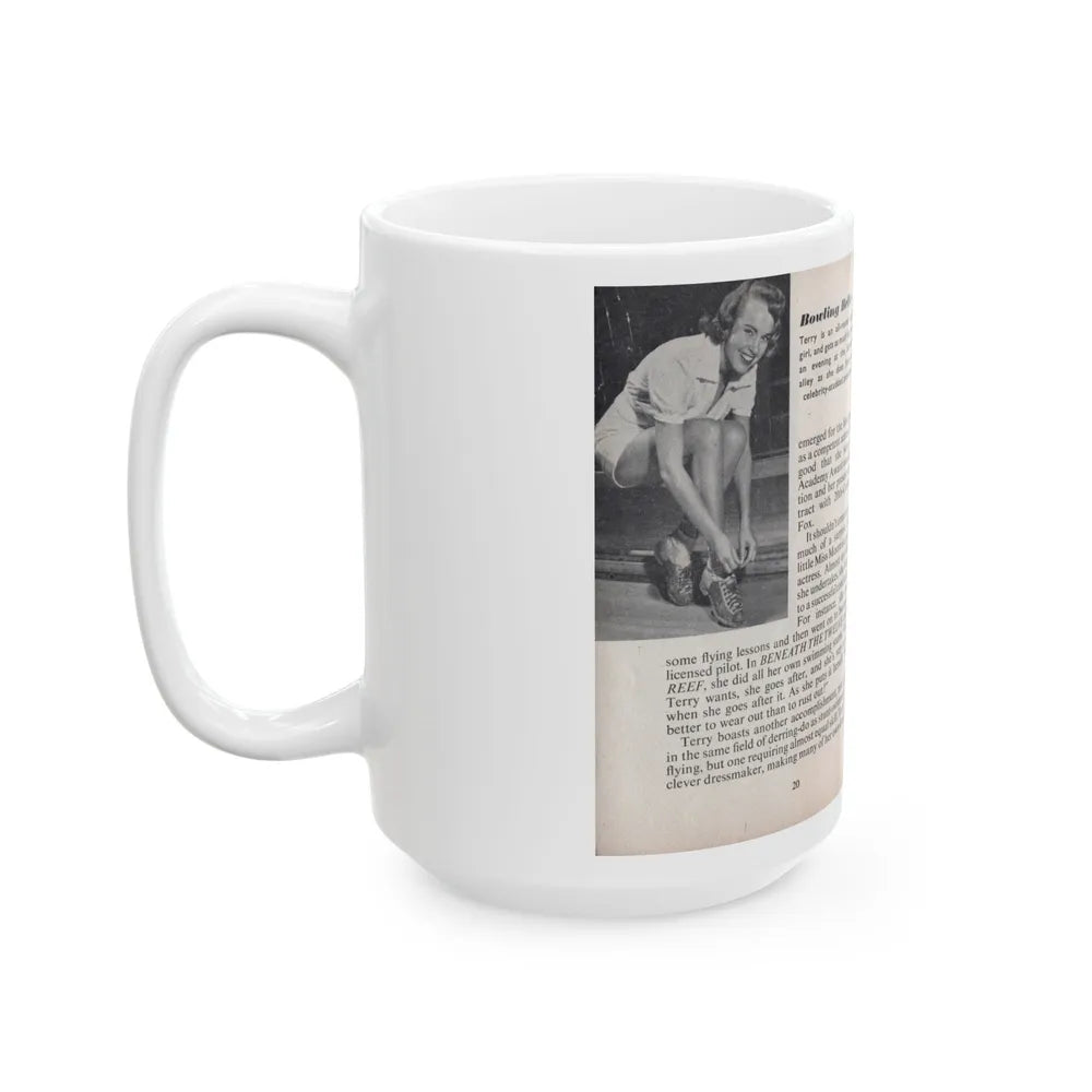 Terry Moore #445 - 66 PHOTOGRAPHS OF Terry MOORE U.K. Pocket Mag. Pages 20 & 21 (Vintage Female Icon) White Coffee Mug-Go Mug Yourself