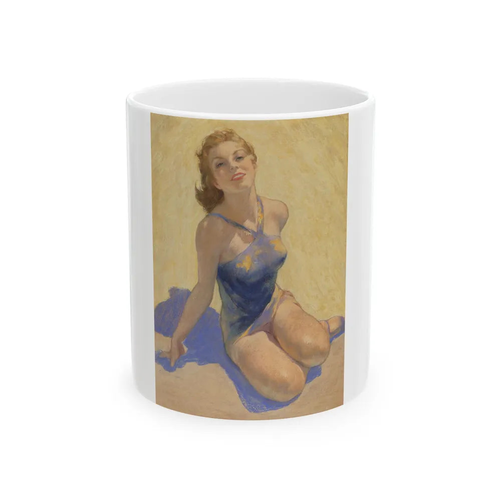 Blonde in Blue - White Coffee Mug-11oz-Go Mug Yourself