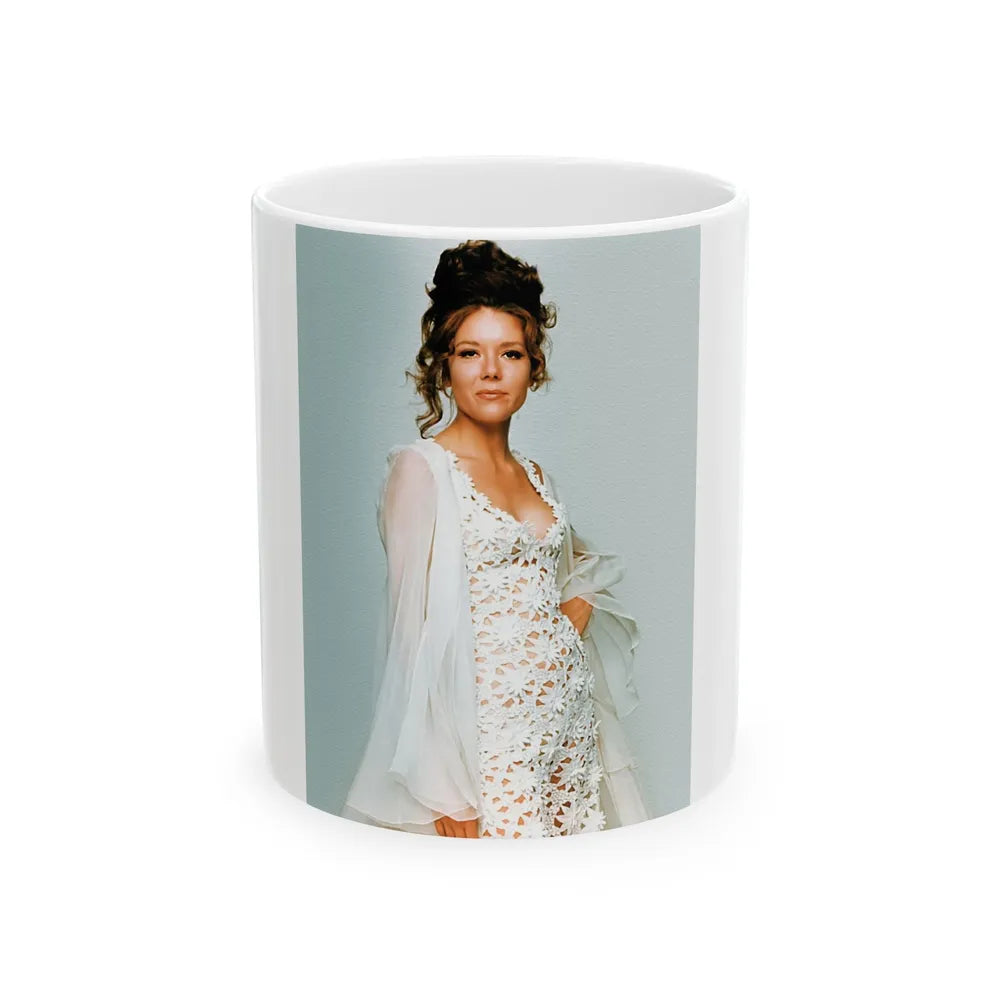 Diana Rigg #38 (Vintage Female Icon) White Coffee Mug-11oz-Go Mug Yourself