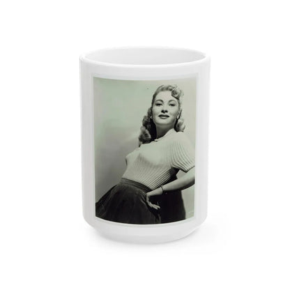 Lori Nelson #207 - B&W Glamour Dress Photo (Vintage Female Icon) White Coffee Mug-15oz-Go Mug Yourself