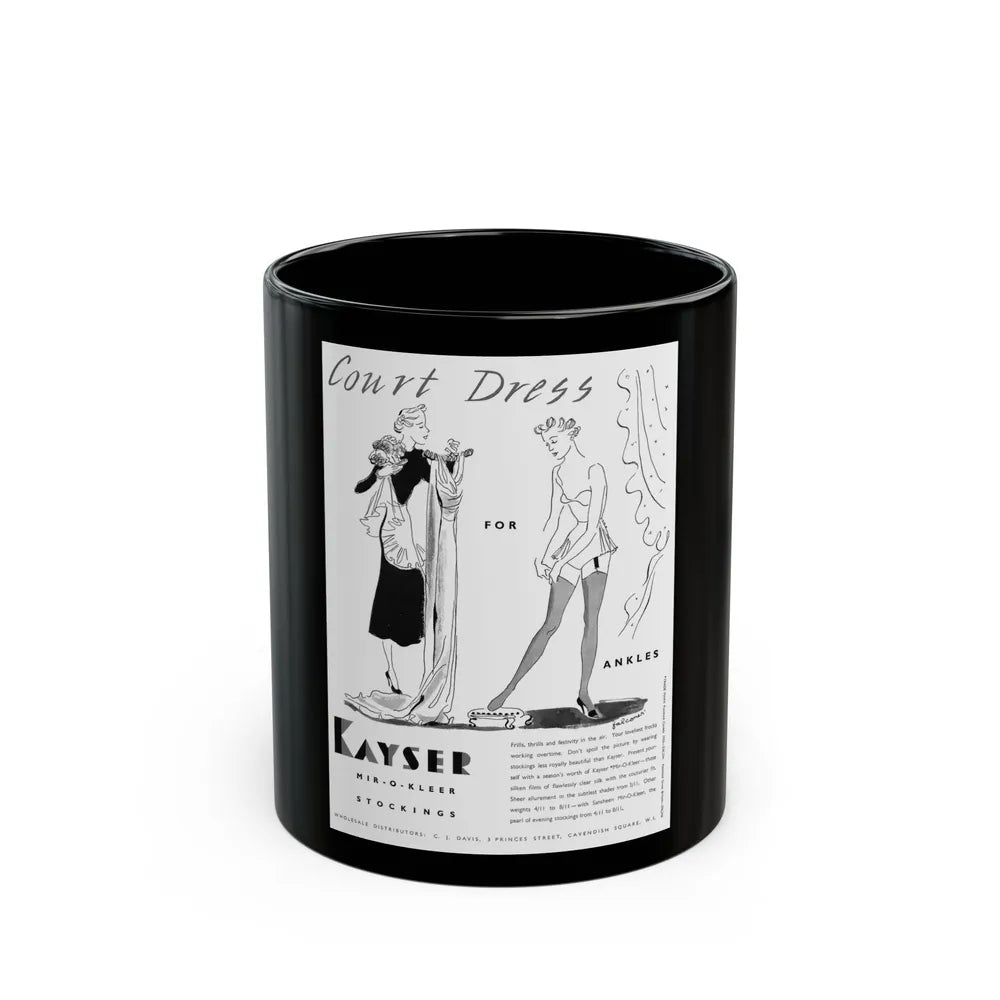 Court Dress for Ankles, Kayser Stockings ad, 1937 - Black Coffee Mug-11oz-Go Mug Yourself