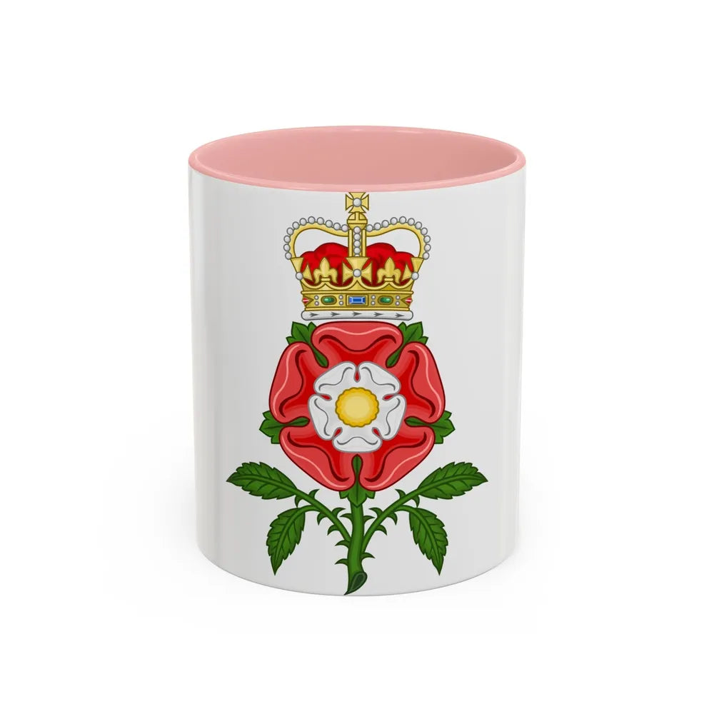 Tudor Rose Royal Badge of England - Accent Coffee Mug-11oz-Pink-Go Mug Yourself