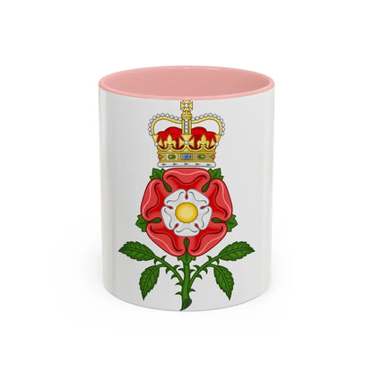 Tudor Rose Royal Badge of England - Accent Coffee Mug-11oz-Pink-Go Mug Yourself