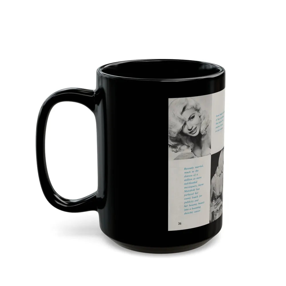 Jayne Mansfield #149 - Pose! Pocket Mag. July '58 - 4 B&W Photos (Vintage Female Icon) Black Coffee Mug-Go Mug Yourself