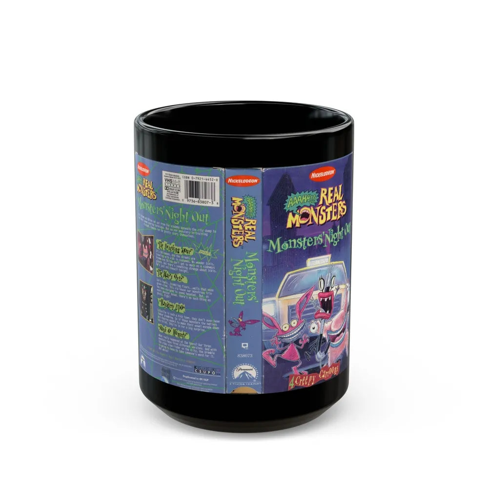 AAAHHH REAL MONSTERS MONSTERS NIGHT OUT (VHS COVER) - Black Coffee Mug-15oz-Go Mug Yourself