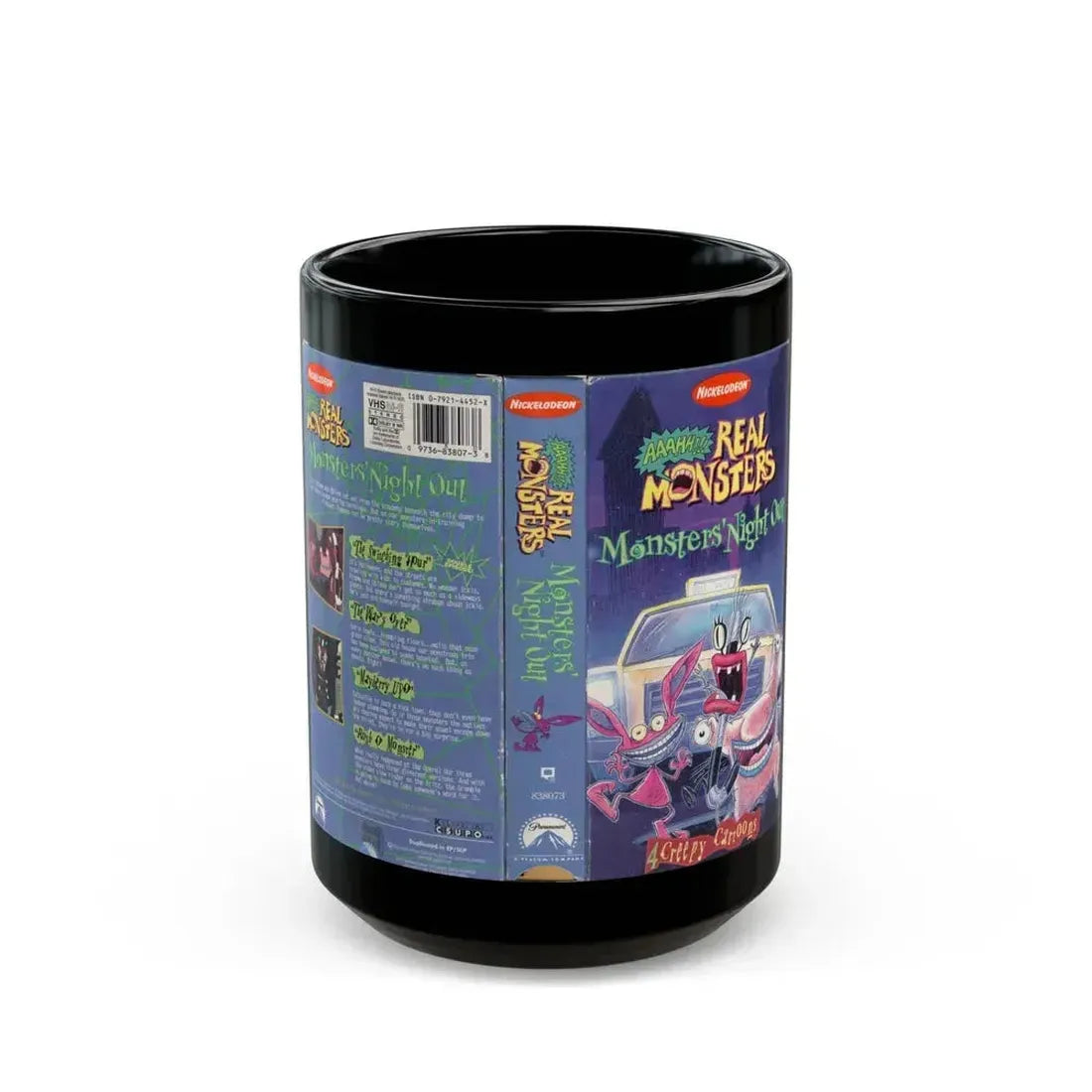 AAAHHH REAL MONSTERS MONSTERS NIGHT OUT (VHS COVER) - Black Coffee Mug 15oz - Go Mug Yourself