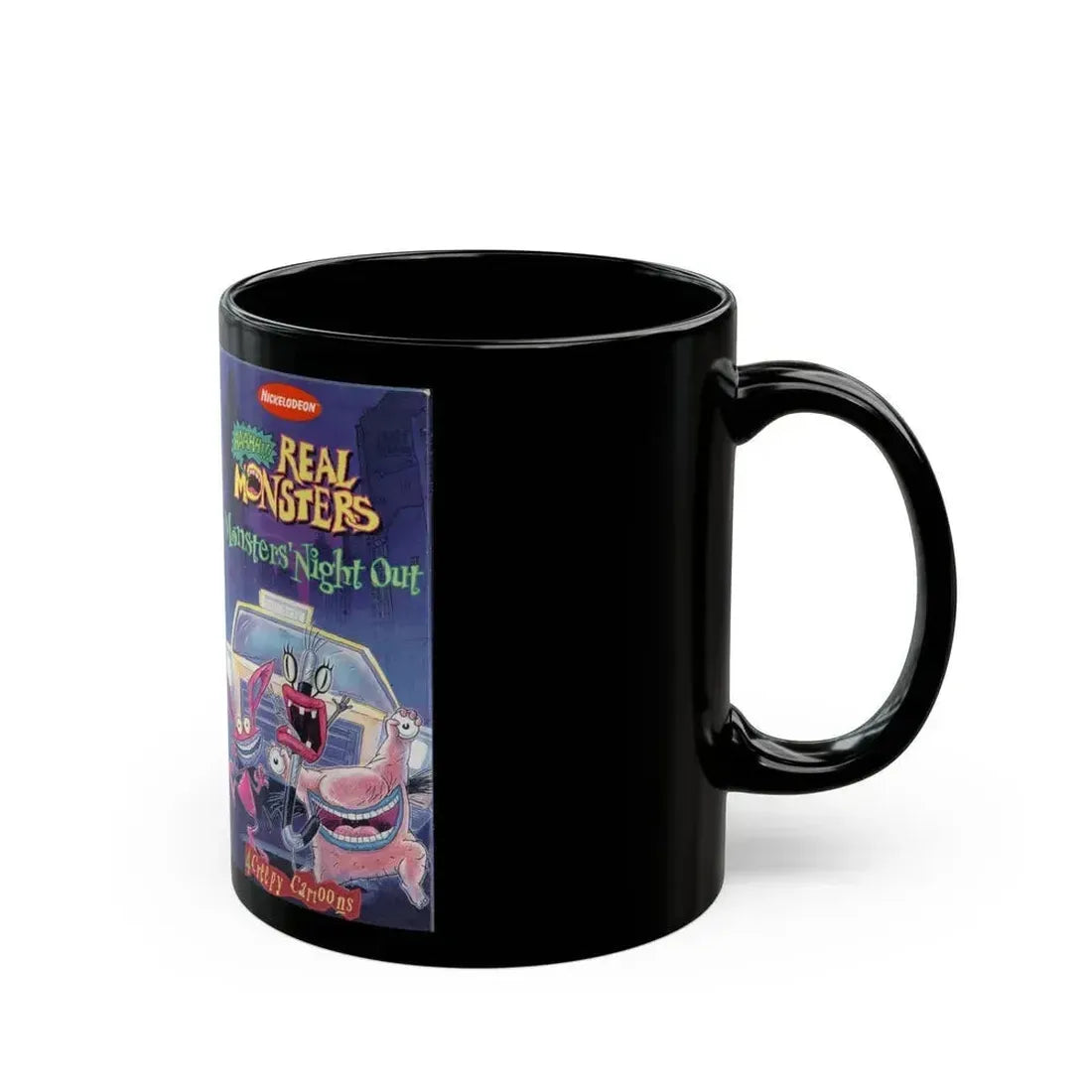 AAAHHH REAL MONSTERS MONSTERS NIGHT OUT (VHS COVER) - Black Coffee Mug - Go Mug Yourself