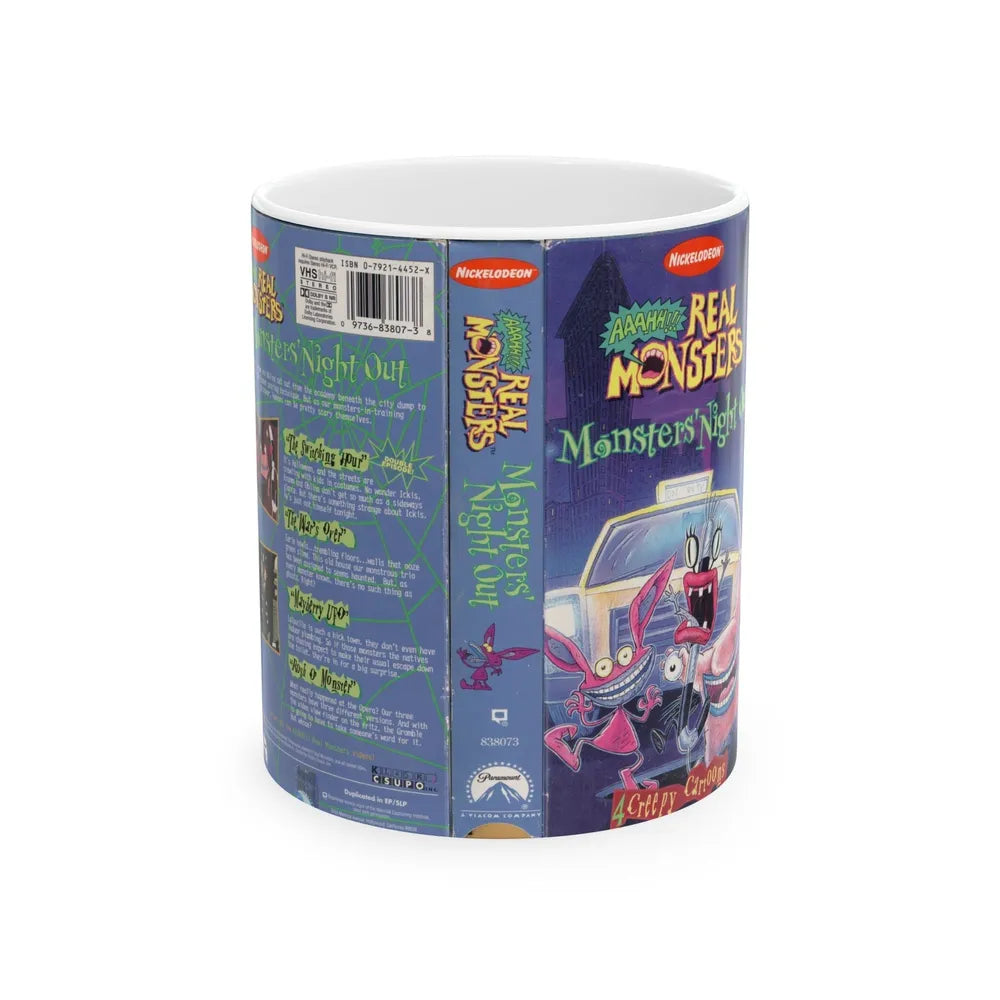 AAAHHH REAL MONSTERS MONSTERS NIGHT OUT (VHS COVER) - White Coffee Mug-11oz-Go Mug Yourself