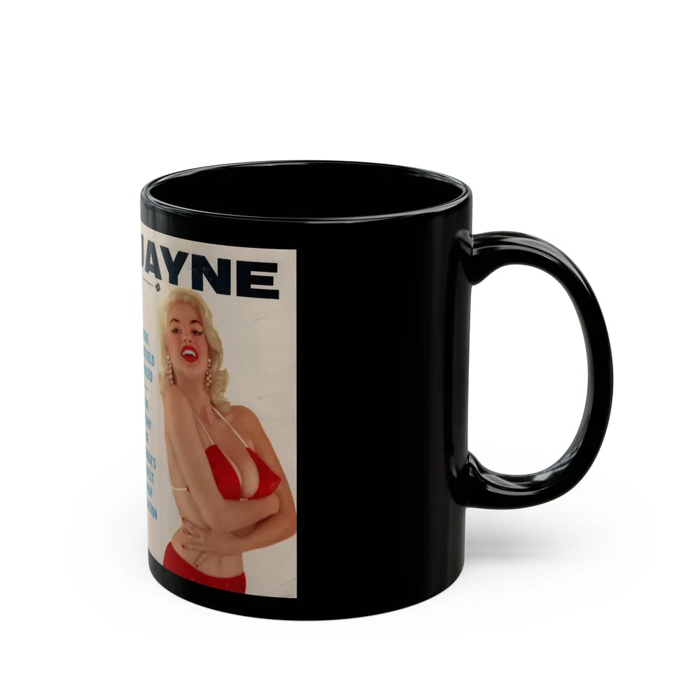 Jayne Mansfield #277 - JAYNE Pocket Magazine unfolded front & back cover with over 50 photos of her! (Vintage Female Icon) Black Coffee Mug-Go Mug Yourself