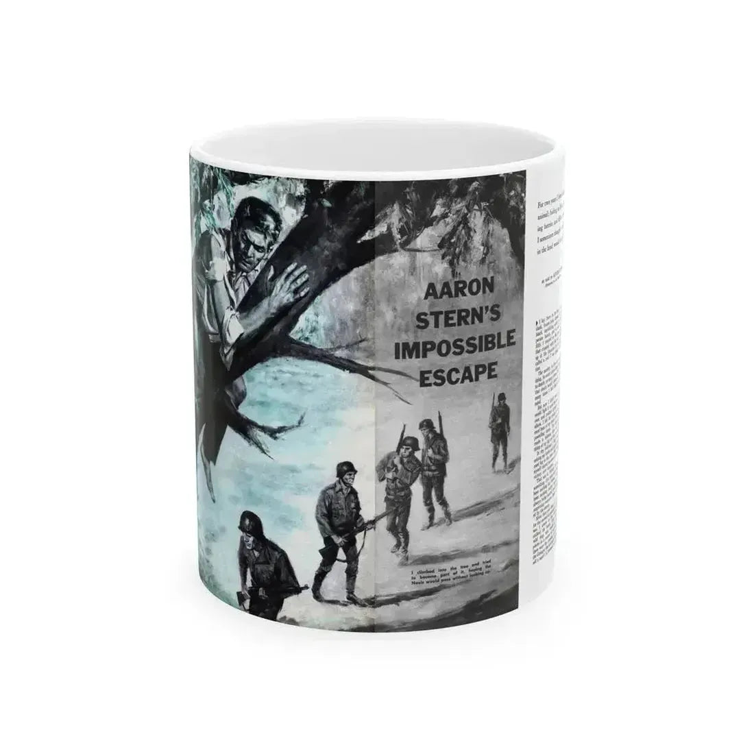 Aaron Stern's Impossible Escape, Male magazine, February 1957 - White Coffee Mug 11oz - Go Mug Yourself