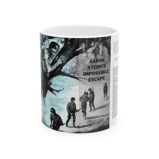 Aaron Stern's Impossible Escape, Male magazine, February 1957 - White Coffee Mug 11oz - Go Mug Yourself